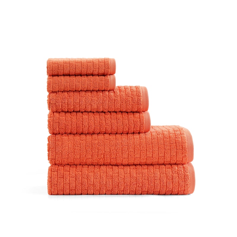 Tommy Hilfiger Brick Texture Solid Cotton 6 Piece Towel Set - 6 Piece
