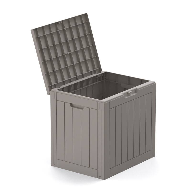 30 Gallon Outdoor Storage Box with Woodgrain or Rattan Effect /Durable, Weatherproof, UV Protected, Easy to Assemble - 30GAL