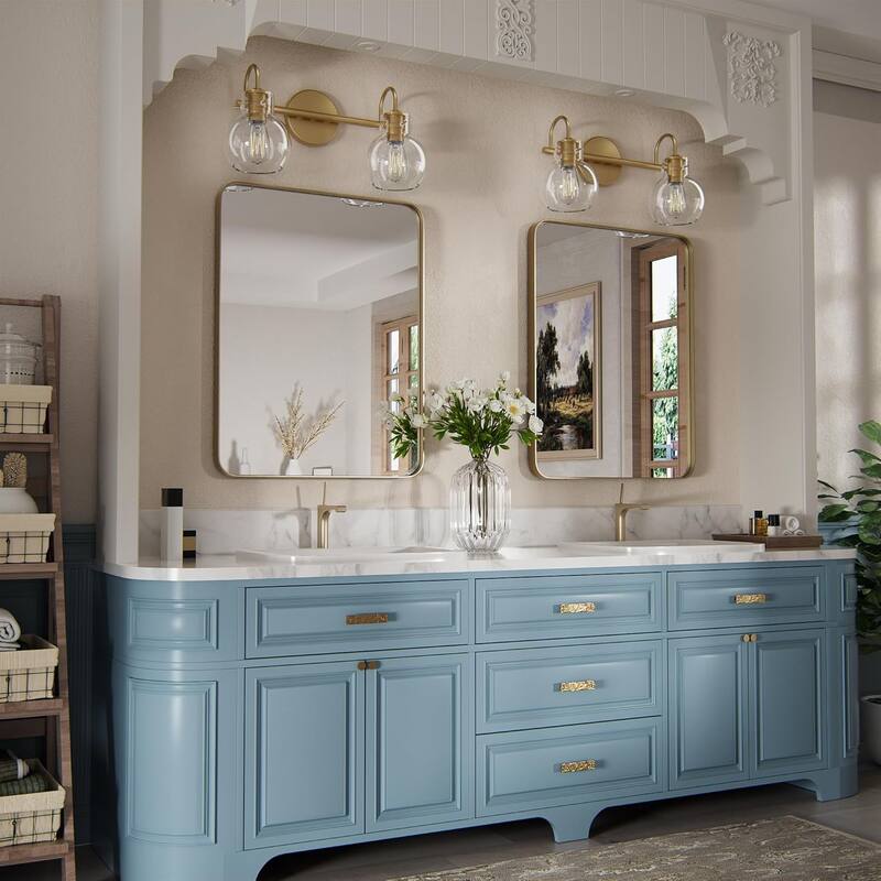 Modern 2/3/4 Bathroom Vanity Lights Clear Globe Glass Shade