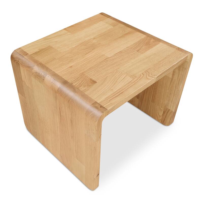 NADAAL STUDIOS Marenith Side Table, C-Side Solid Walnut Curved Edge Reversible Use, Walnut Brown