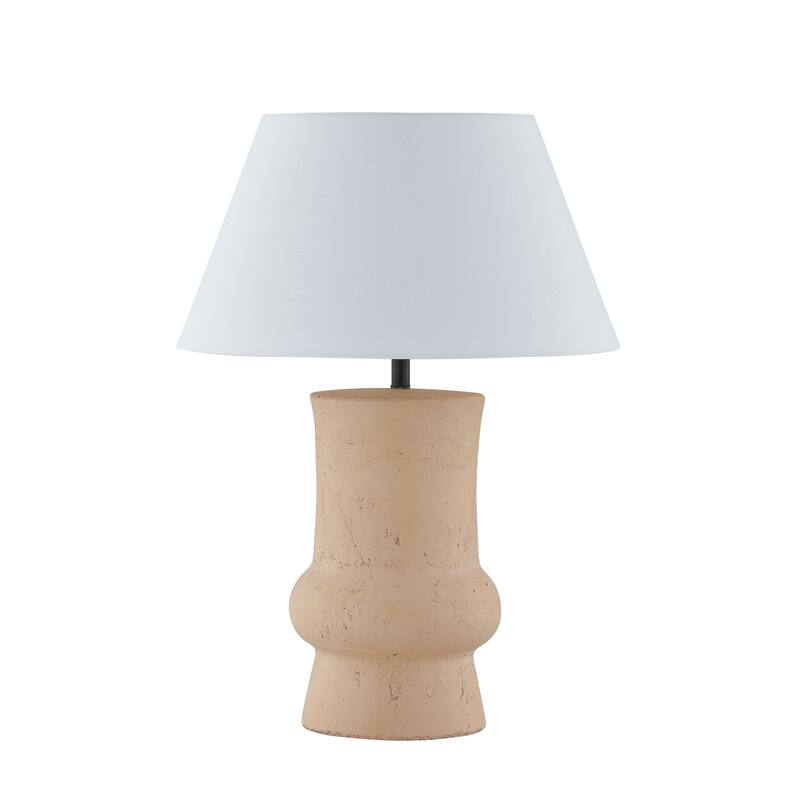 Timber 25" Table Lamp with Linen Shade, Light Brown
