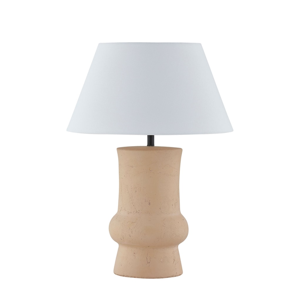 Timber 25" Table Lamp with Linen Shade, Light Brown