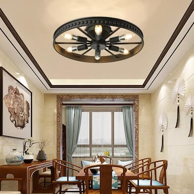 Wagon Wheel Chandelier Industrial Rustic Ceiling Hanging Light Lamp - 18" x 7"