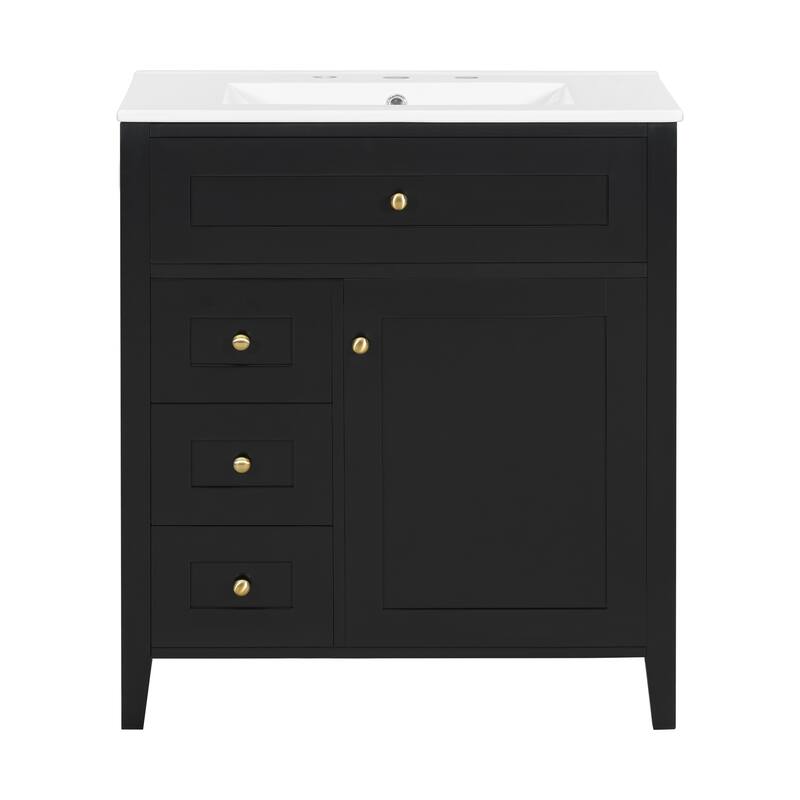 30/36 Inch Bathroom Vanity, Bathroom Sink Cabinet, Freestanding Bathroom Storage Cabinet with Ceramic Basin