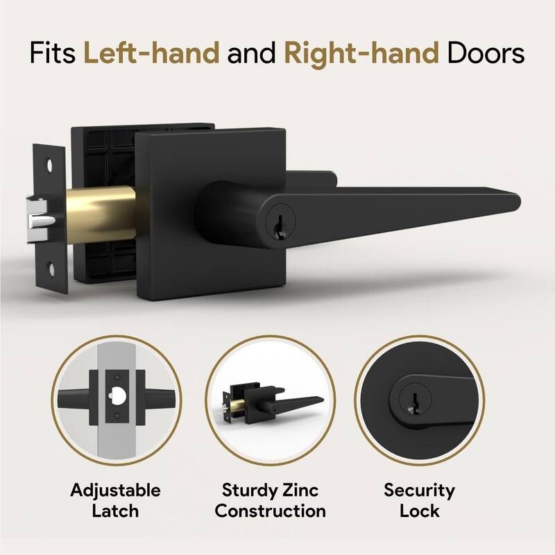 Mega Handles - SCHEIN Entrance Lever I Lever Door Lock Handle I Fits All Standard Door Sizes I Reversible Handing