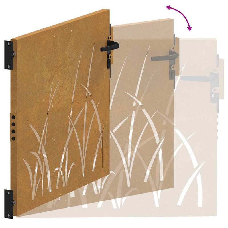 vidaXL Garden Gate 39.4x39.4" Corten Steel Grass Design - 43.3 x 41.3"