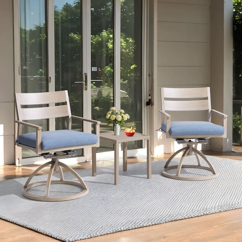 Outdoor Patio Swivel Aluminum Dining Chairs with Sunbrella Fabric Cushion