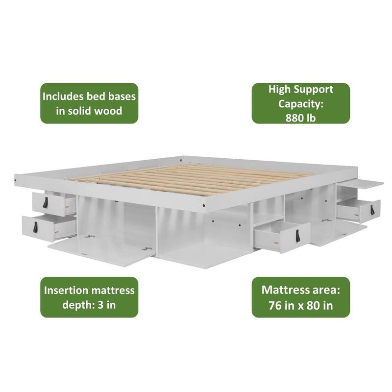 Copper Grove Rivne Storage Platform Bed with Drawers and Shelves