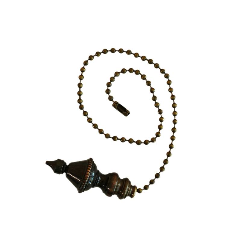 Beaded Knob Spire Ceiling Fan Pull, 1.5"h with 12" Oiled Bronze Brass Chain