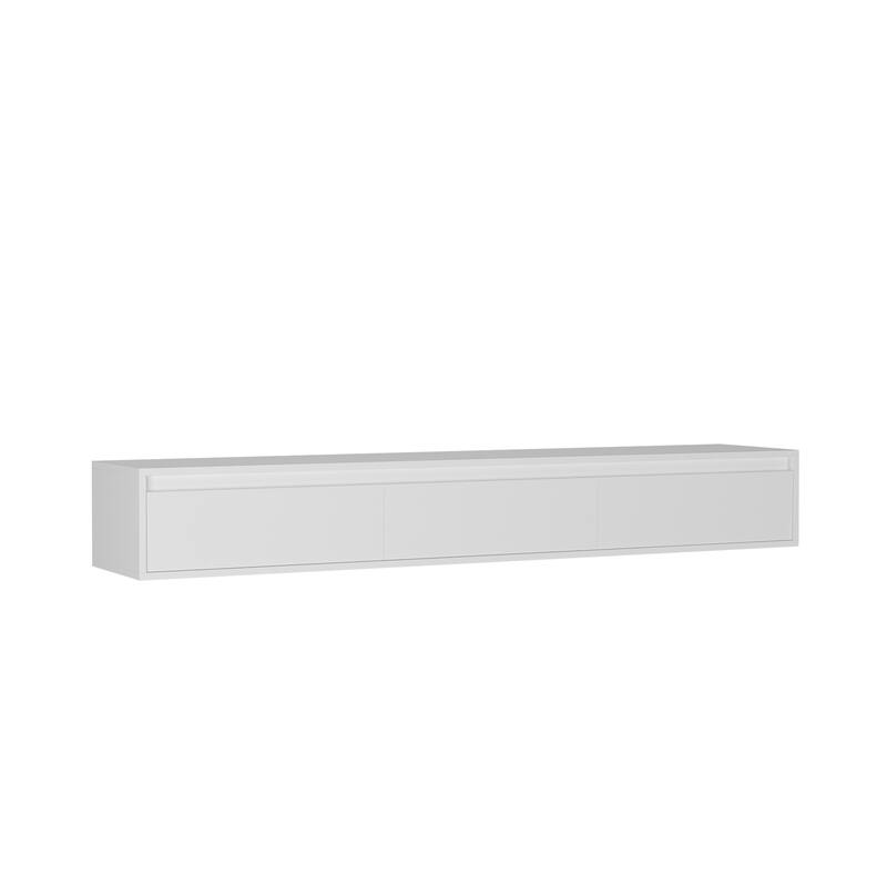 Floating TV Stand, Wall Mounted TV Shelf with Led Lights & Power Outlet,High Gloss TV Cabinet for tv Stands for Living Room