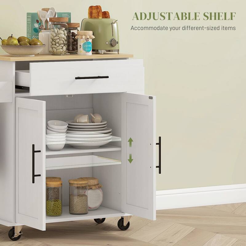 Rolling Kitchen Cart with AC Outlets and USB Ports