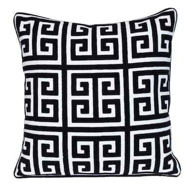 Interlocking Square Throw Pillow - 20" - Black and White