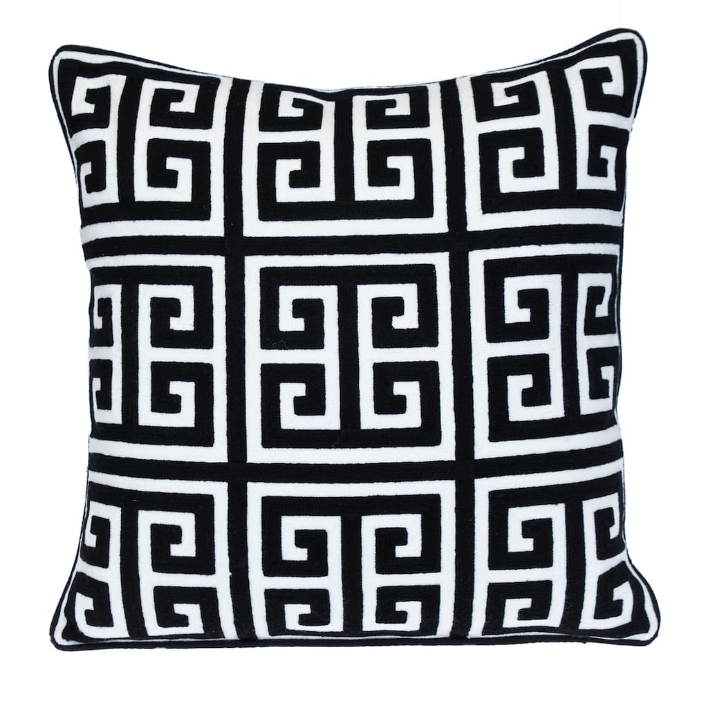 Interlocking Square Throw Pillow - 20" - Black and White