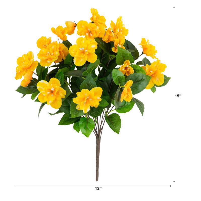 19-in UV Resistant Artificial Azalea Bush (Indoor/Outdoor) - Set of 3