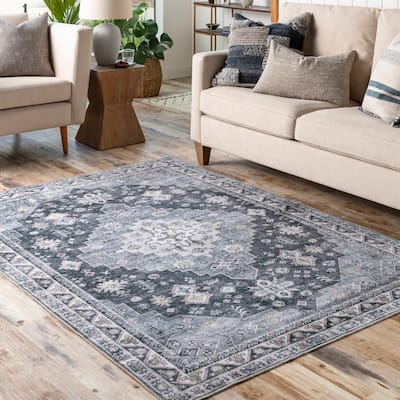 Livabliss Venkata Traditional Medallion Machine Washable Area Rug