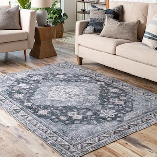 Livabliss Venkata Traditional Medallion Machine Washable Area Rug