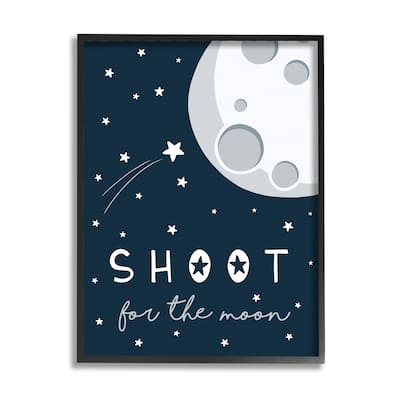 Stupell Shoot for the Moon Sentiments Flying Stars Blue White Framed Wall Art