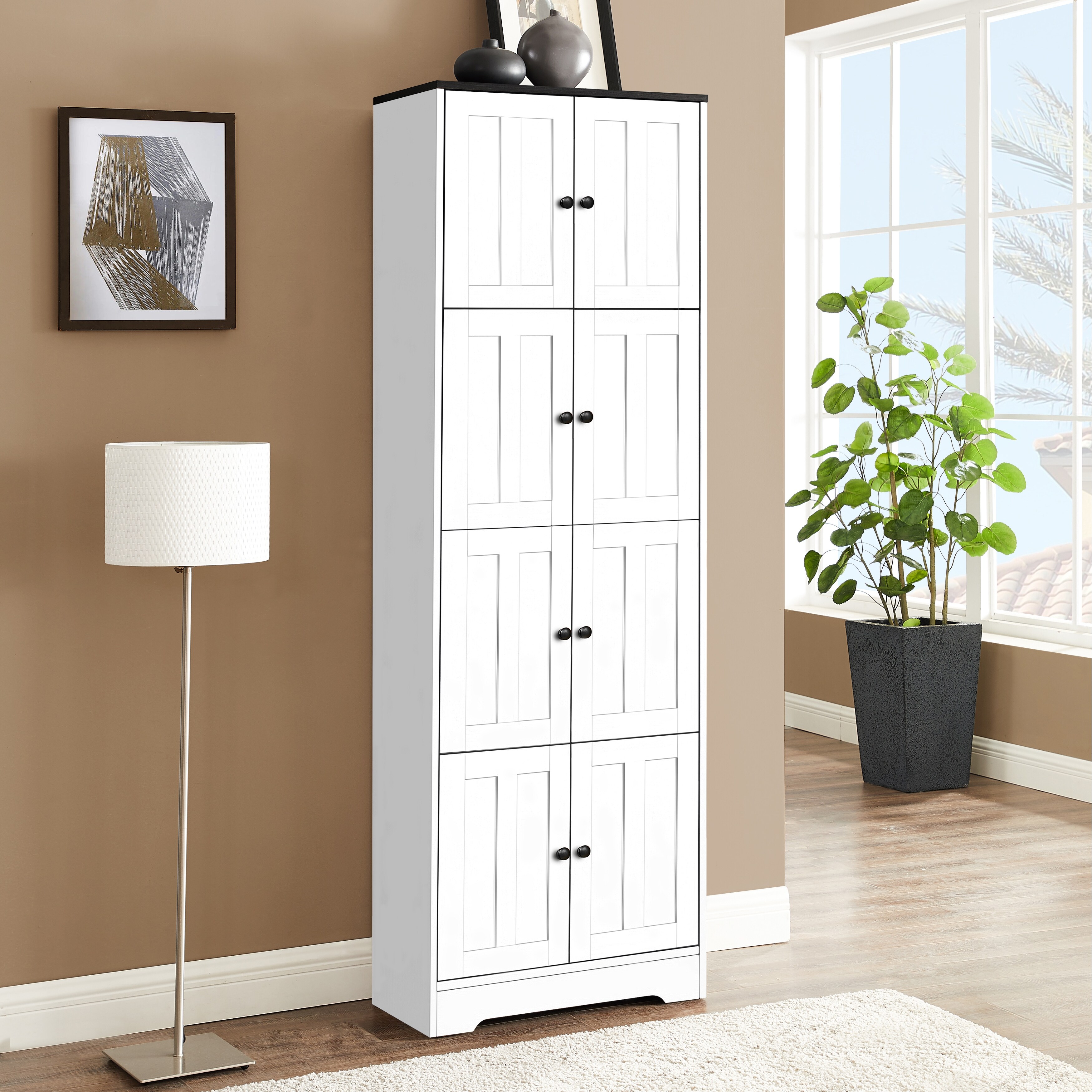 Cabinet with 4 Doors and 4 open shelgves for Living Room Office Bedroom -  Bed Bath & Beyond - 38168747