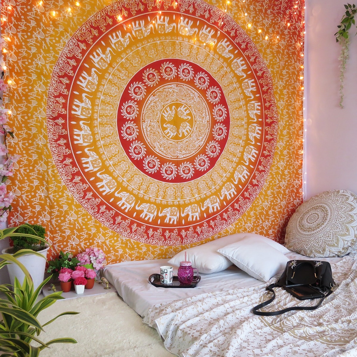 Gran Hippie Mandala Tapestry omber Colgante De Pared Reina Colcha Cobertor 7yu6
