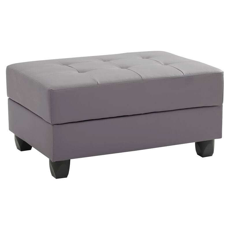Faux Leather Upholstered Storage Ottoman - 37" - Gray