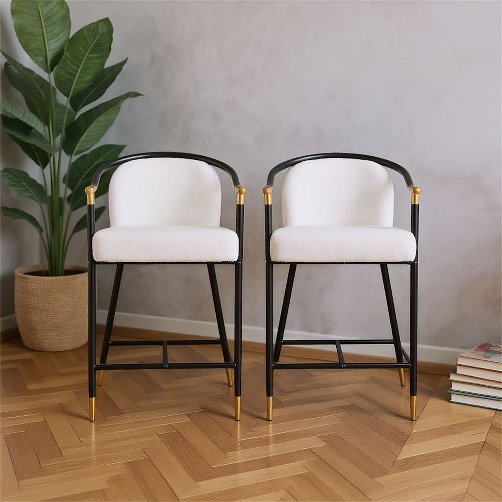 Set of 2 26" H Upholstered Counter Stool with Metal Frame