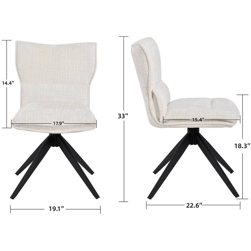 Modern Upholstered Swivel Dining Chairs Accent Side Chairs with Metal Legs