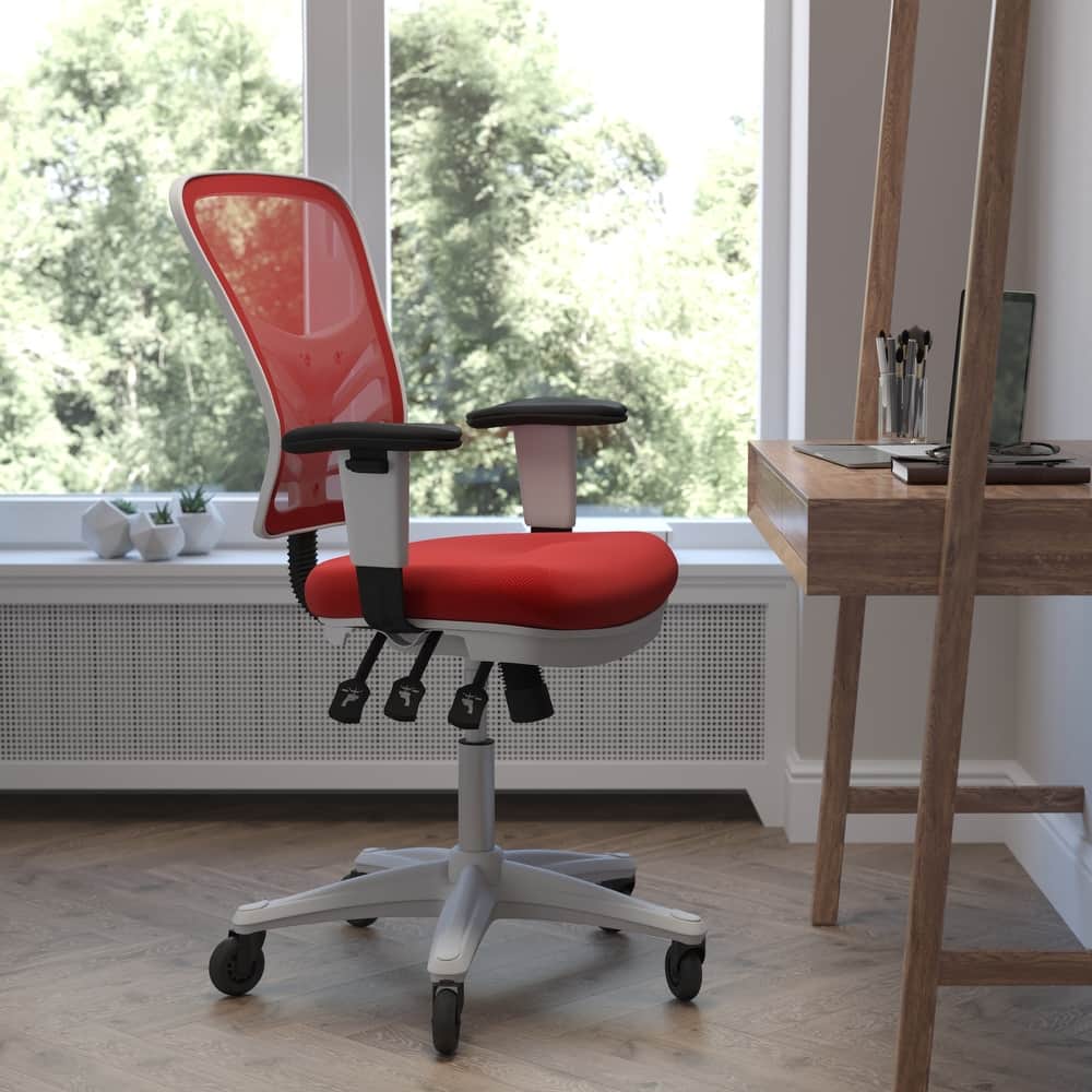 Mid-Back Ergonomic Multifunction Mesh Chair with Polyurethane Wheels