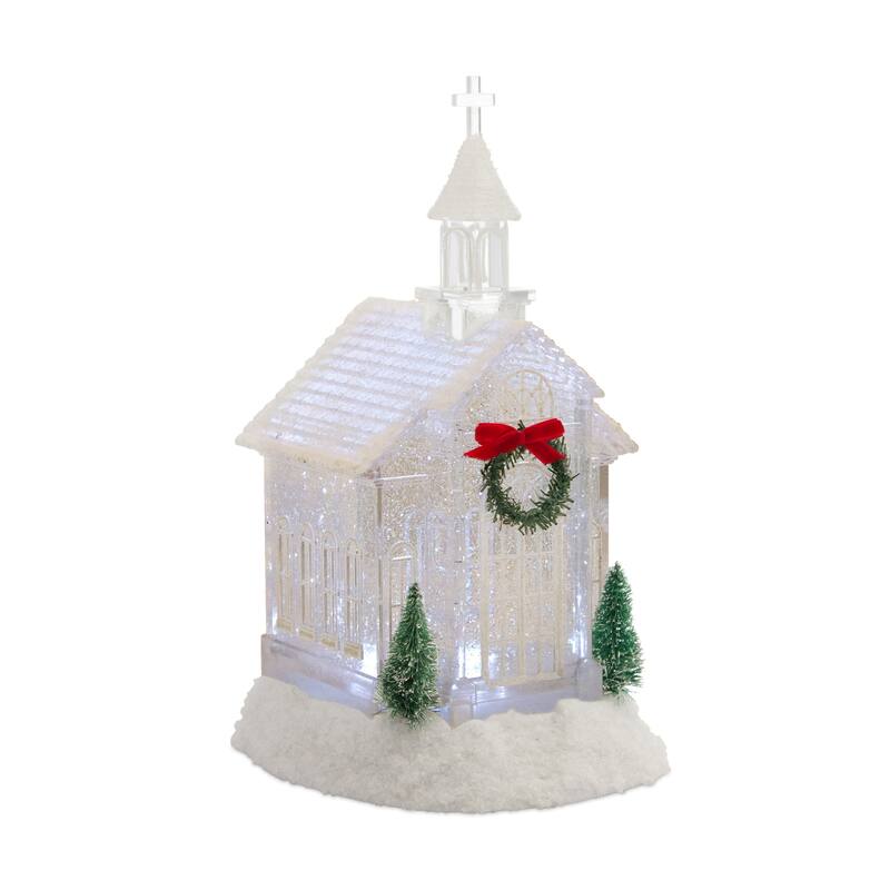 LED Lighted Church Snow Globe - 10.5" - Clear