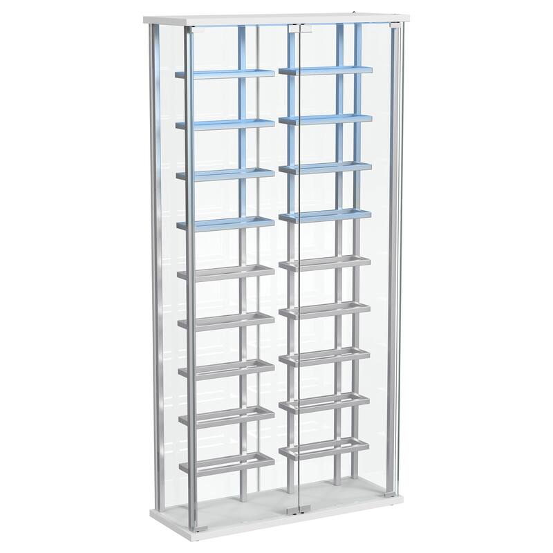 Montara Tempered Glass Wine Storage Display Curio Cabinet With Led Lighting Chrome