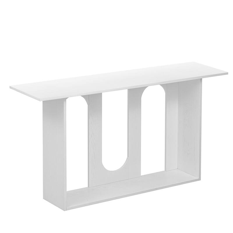 60" Curved Console Table with Ash Veneer Shelf