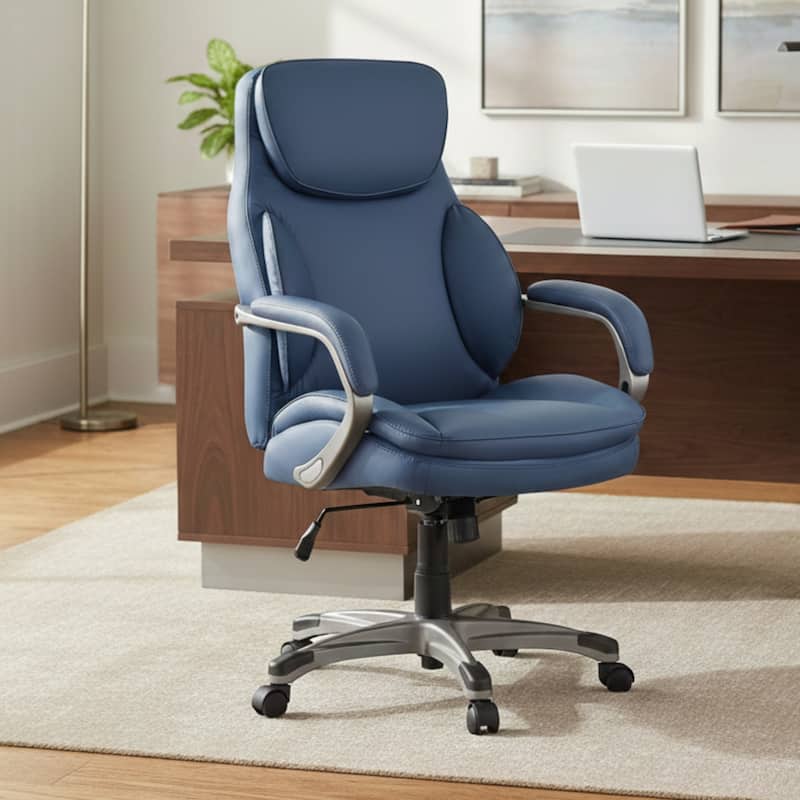 Sealy® Palisade Faux Leather Office Chair with Memory Foam Seat and Adjustable Height - Blue