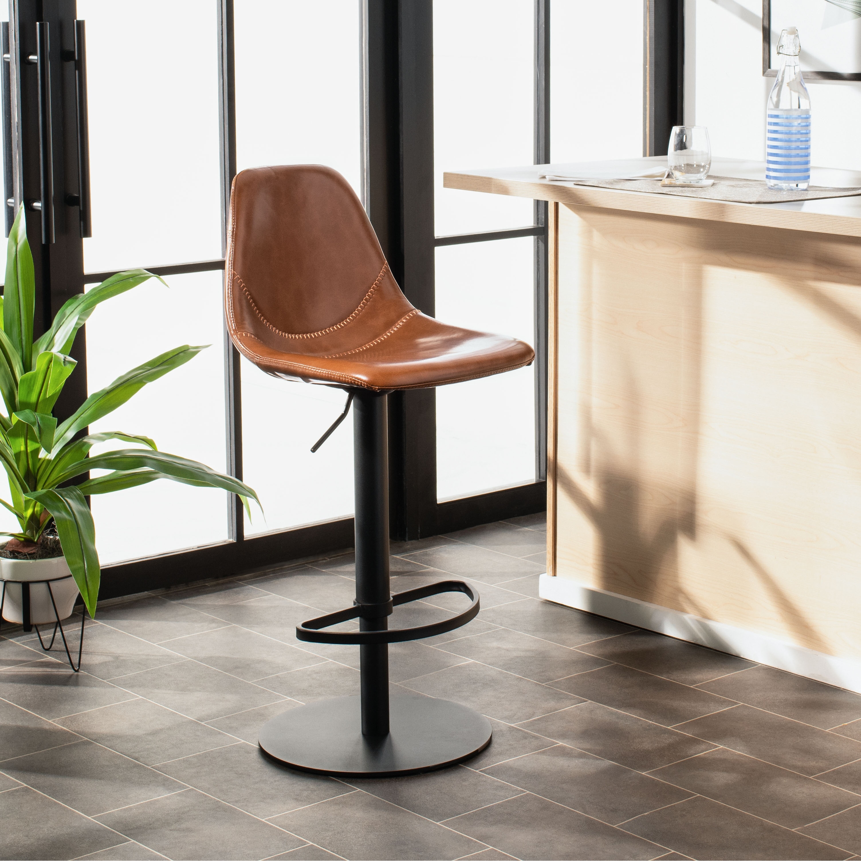 Cognac swivel bar sale stools