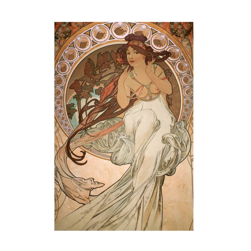 Alphonse Mucha 'Music from The Four Arts Detail 1898' Canvas Art