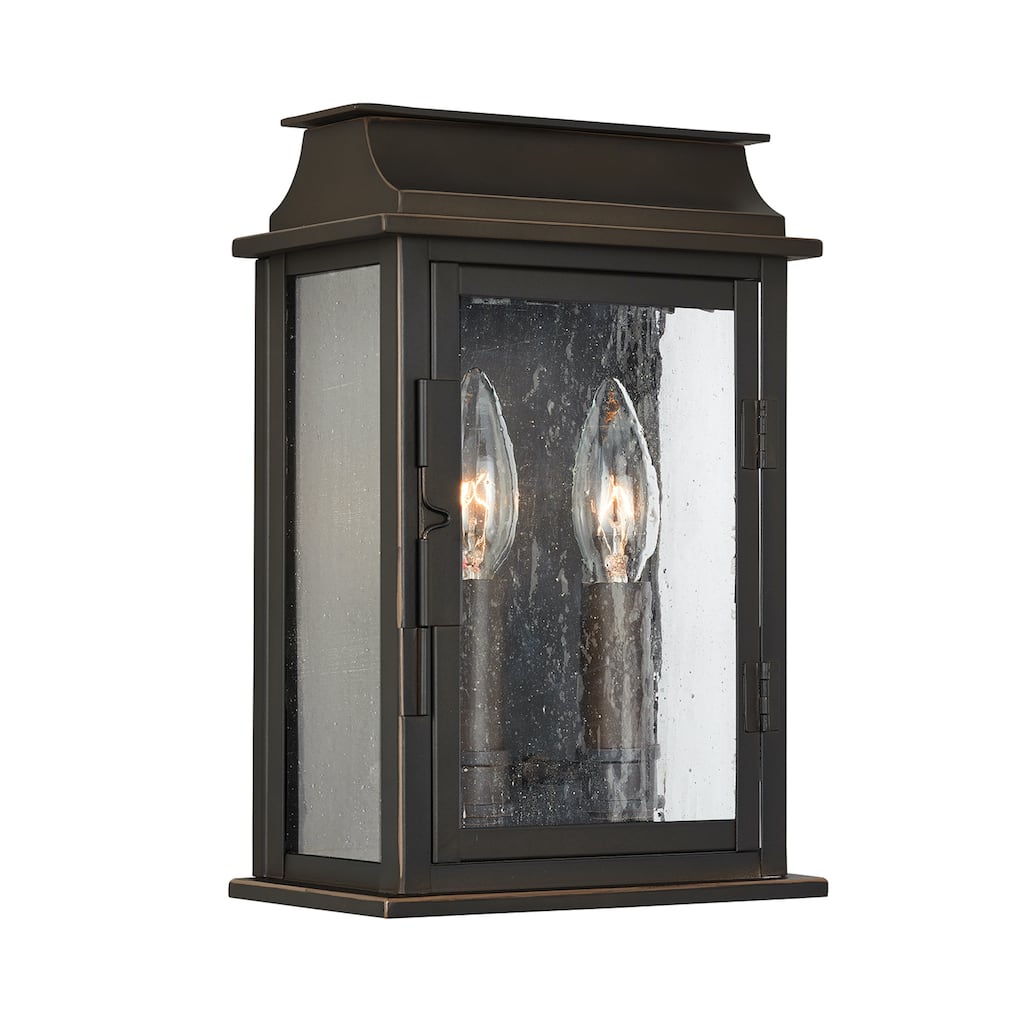 Bolton Oiled Bronze Outdoor Wall Lantern w/ Antiqued Glass
