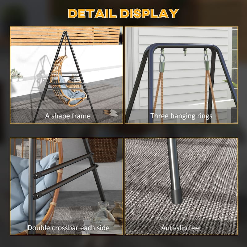 Outsunny Hammock Chair Stand, Hanging Heavy Duty Metal Frame Hammock Stand for Hanging Hammock Air Porch Swing Chair