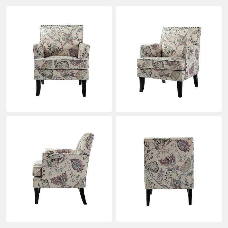 Akorda Classic Armchairs with Nailhead Trim and Solid Wood Legs Set of 2 by HULALA HOME