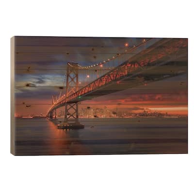Fire Over San Francisco Print On Wood by Toby Harriman - Multi-Color