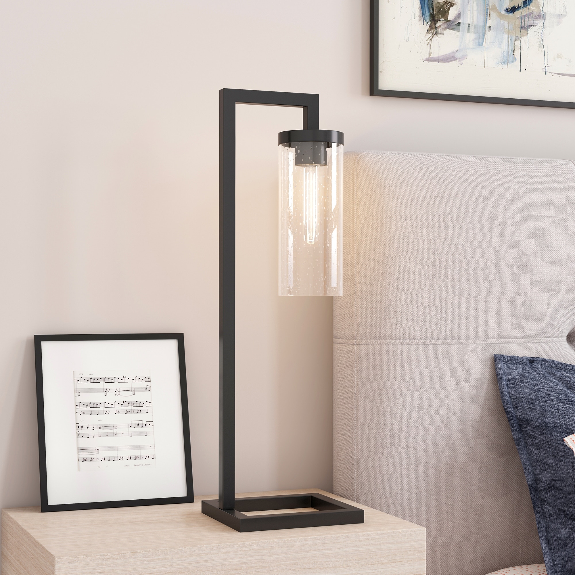 Bronze table lamp hotsell with glass shade