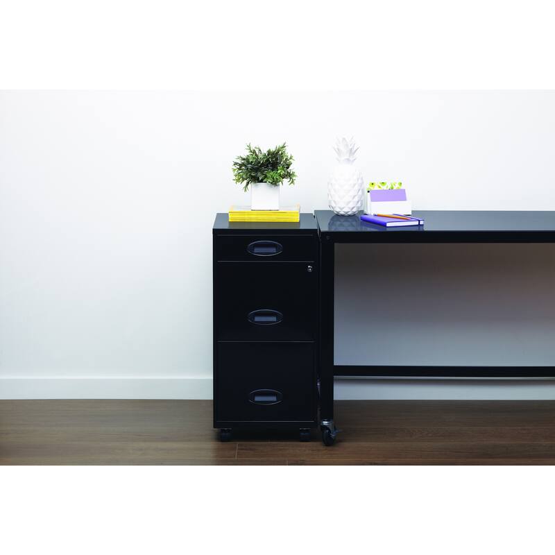 Space Solutions Black 3-drawer Mobile File Cabinet