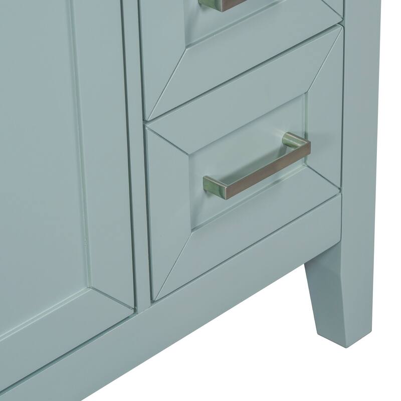 30" White Bathroom Vanity Base - Solid Wood & MDF, Freestanding Cabinet with Storage Drawers & Shelves