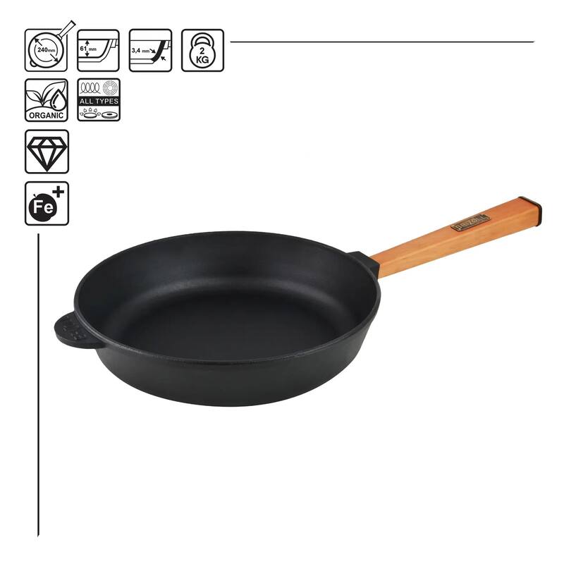 Brizoll Cast Iron Deep Frying Pan w/ Removable Handle