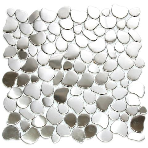 Eden Mosaic Tile: River Rock Pattern Steel Metal Tile 12" x 12" (11 tiles/11 Sqft)