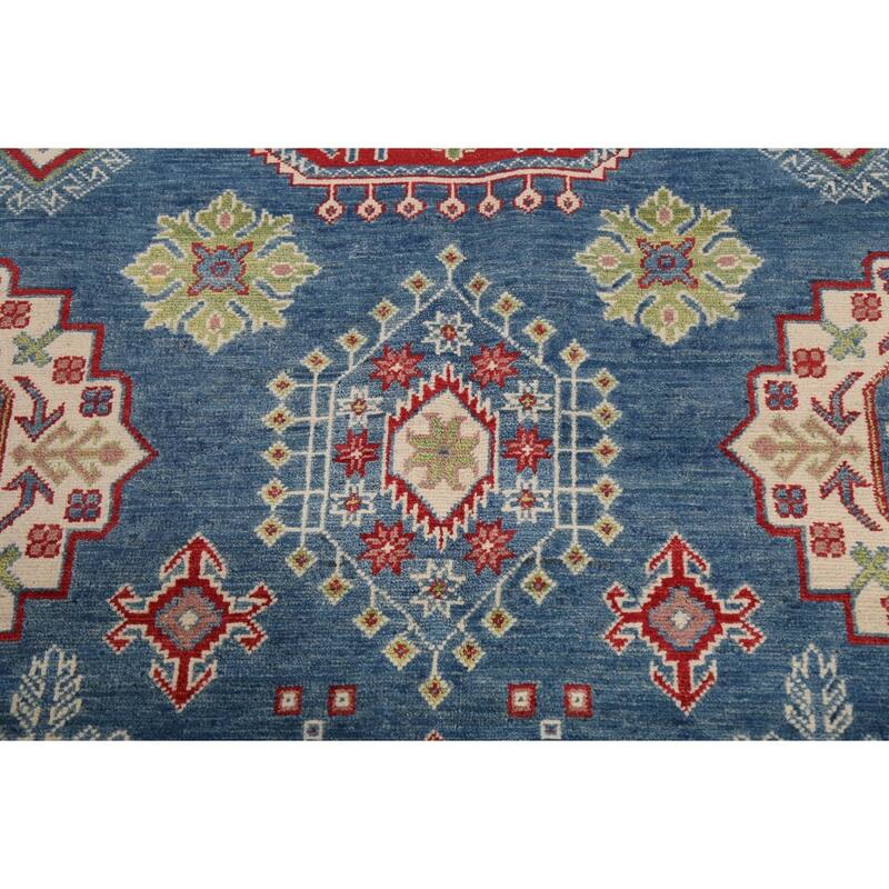 Traditional Geometric Kazak Oriental Wool Area Rug Hand-knotted Carpet - 7'11" x 9'11"