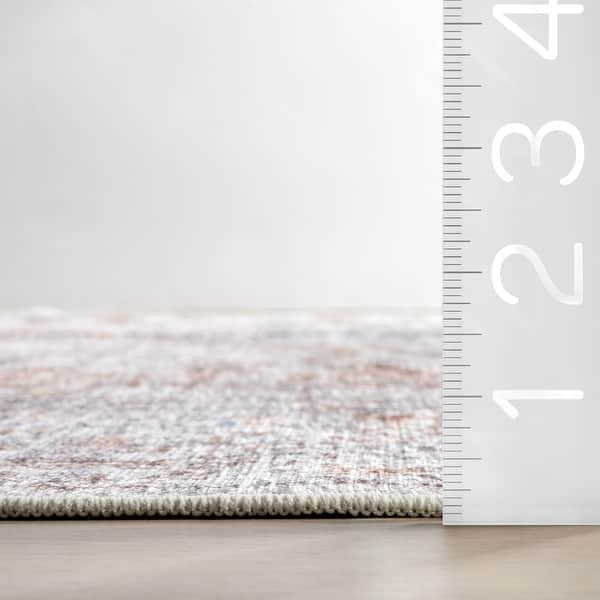 dimension image slide 2 of 3, Nuloom Iana Medallion SplashGuard Machine Washable Area Rug