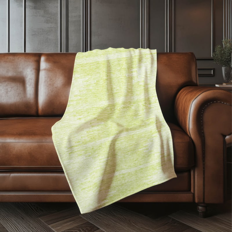 Premium Machine Washable Boho Moroccan Sherpa Throw Blanket - Aloe - 4'2" x 5'10"