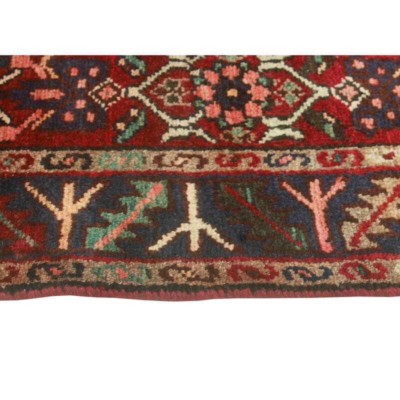 Fine Vintage Distressed Zahid Red/Navy Runner - 3'4" x 9'5"