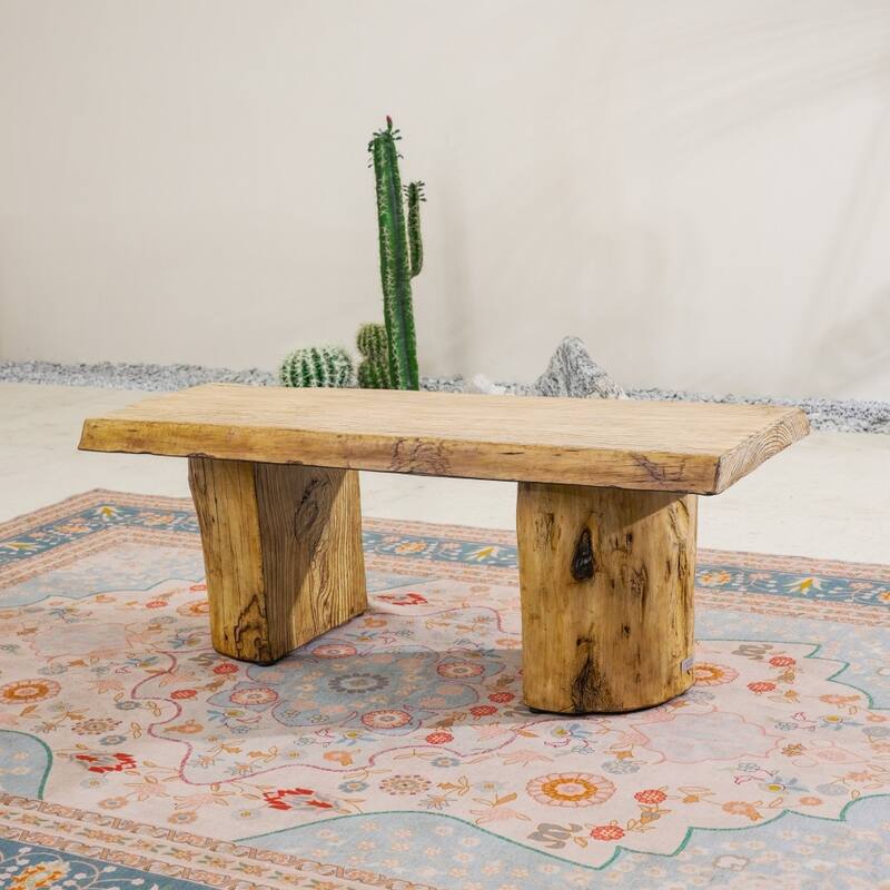 Rustic Outdoor Terrafab Composite Coffee Table with Wood Grain Finish - Natural