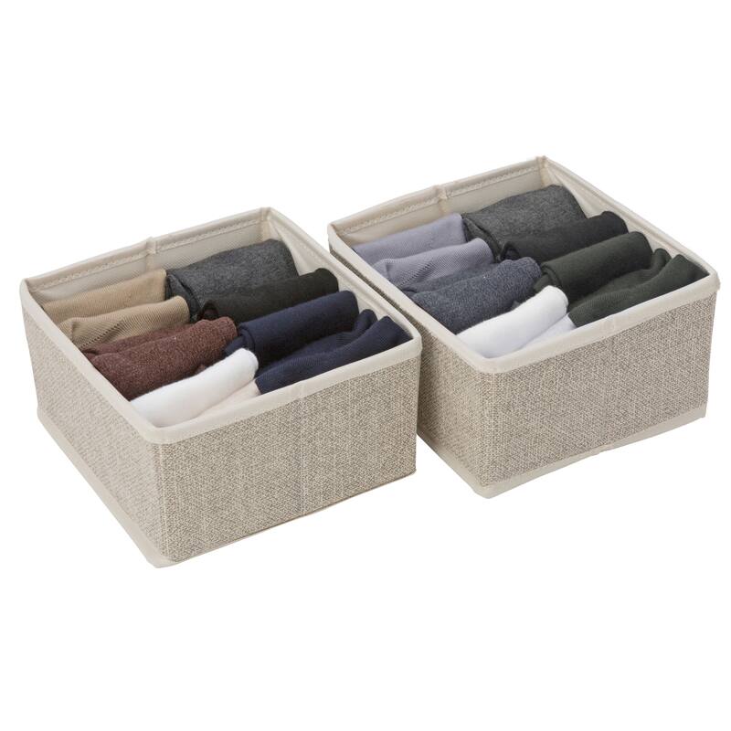 Simplify 2 Pack Medium Square Compartment Drawer Organizer in Faux Jute - 7.25"x 6.5"x 3.7"