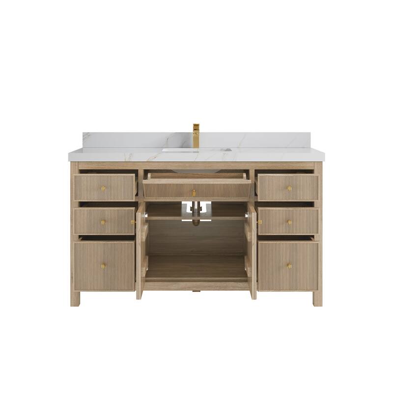 Willow Collections 60 in. W x 22 in. D Sonoma Teak Wood Single Sink Bathroom Vanity with Countertop