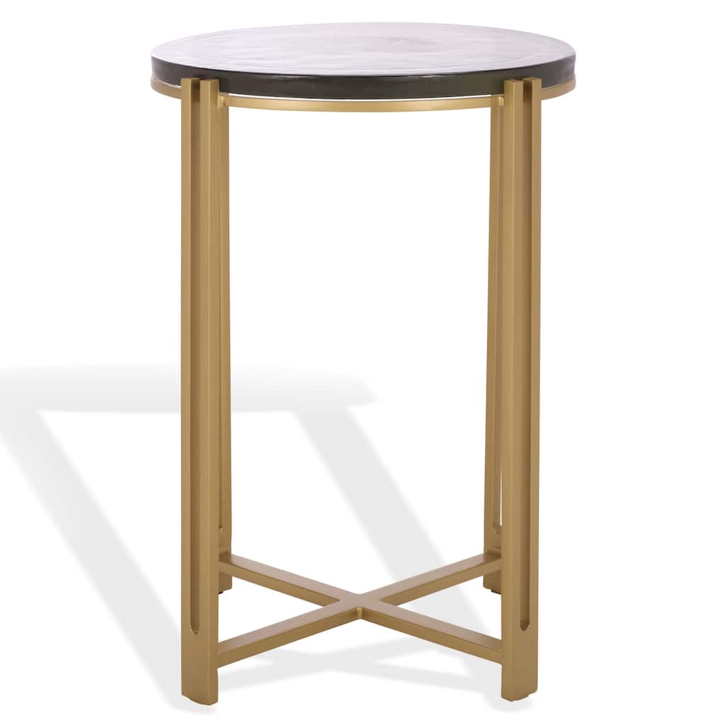 SAFAVIEH Couture Levitt Cast Glass Top Accent Table - 16"W x 16"D x 22"H